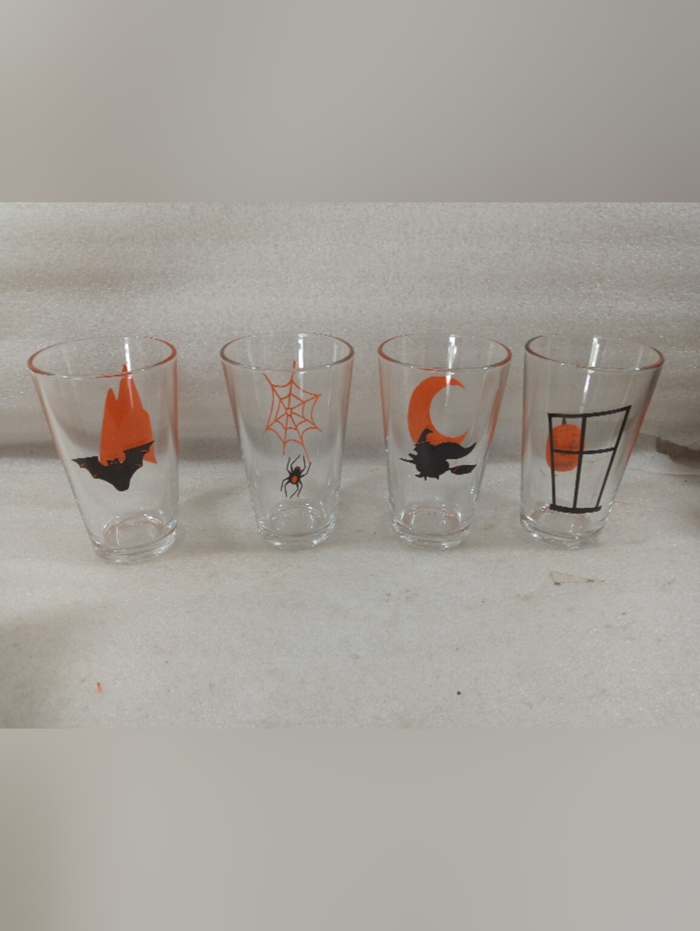 Set Of 4 Vintage Pottery Barn Halloween Spooky Glasses USA